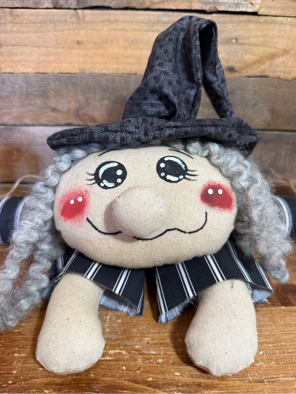 Whimsical Rag Doll Witch Shelf Sitter Cloth Halloween Decor Plush Decoration - Picture 2 of 5